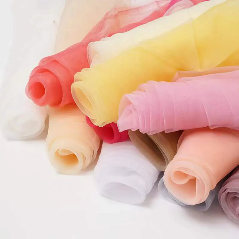100% Pure Silk Satin Organza Fabric